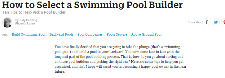 How to select a Swimming Pool Builder